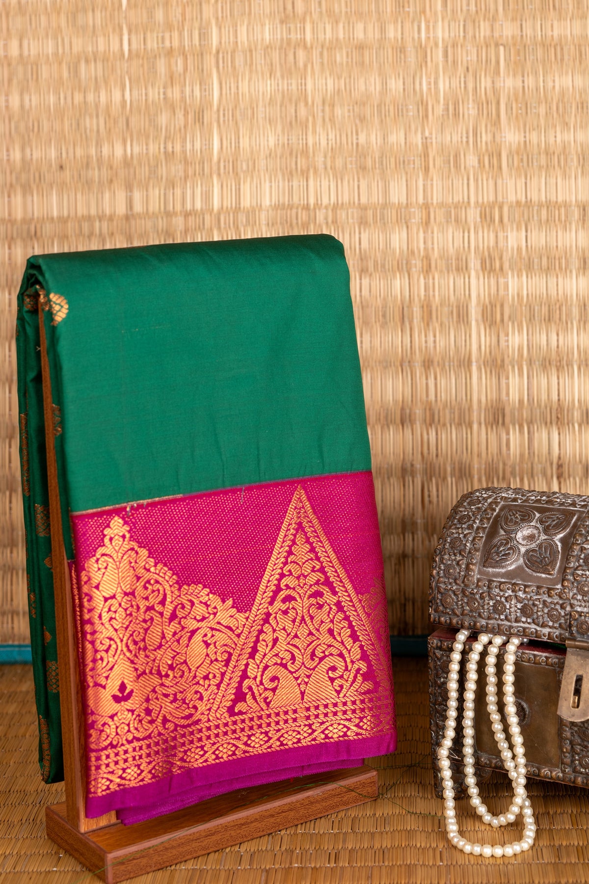 Jamun purple and green designer semi silk saree