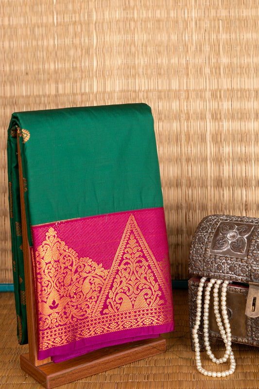 Jamun purple and green designer semi silk saree