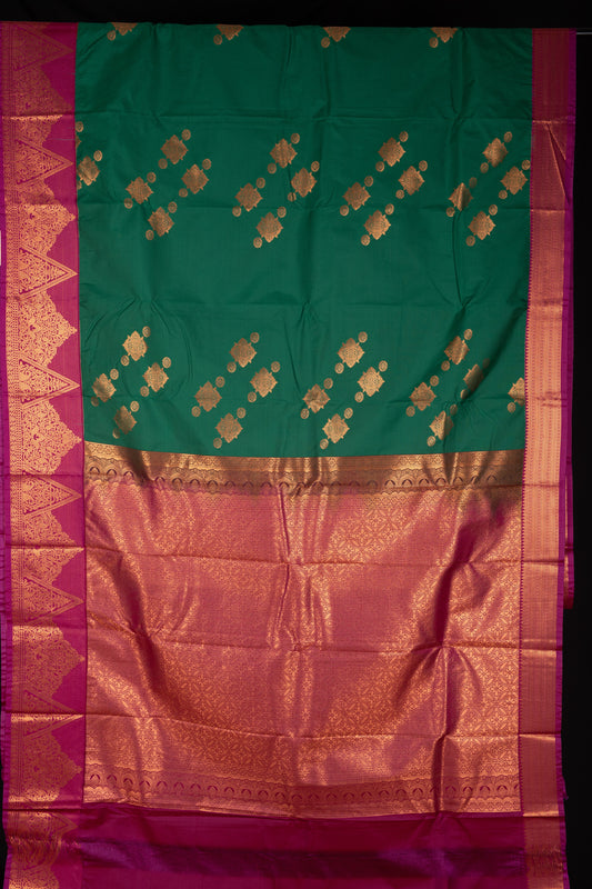Jamun purple and green designer semi silk saree