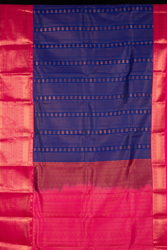 Blue brocade semi silk saree