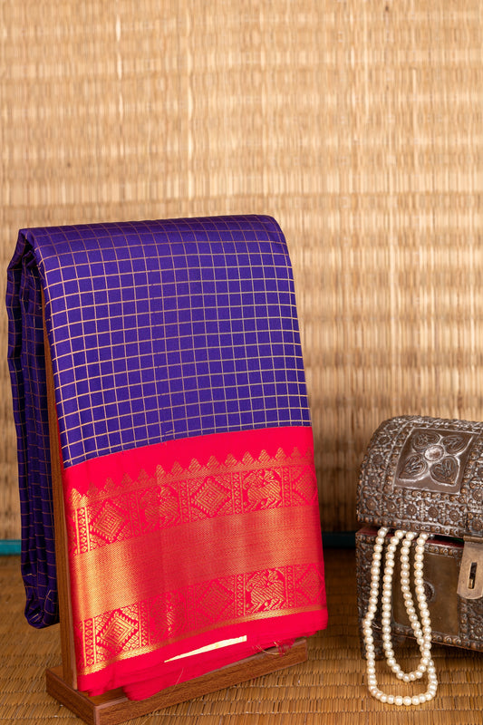 Ms blue semi silk saree