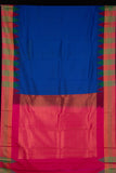 Ms blue temple semi silk saree