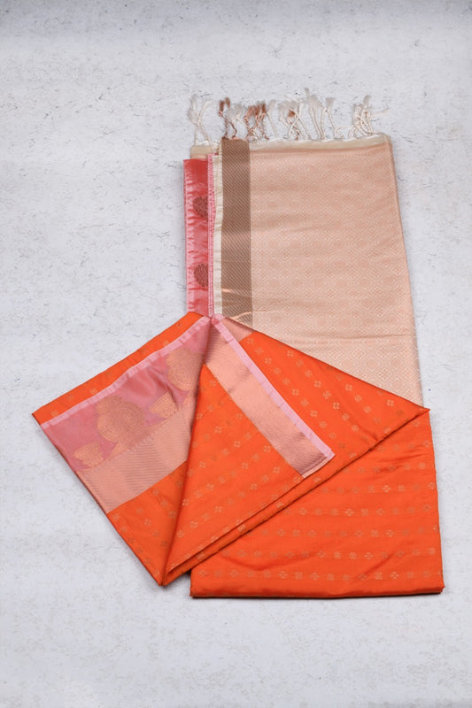 Orange Semi Soft Silk Saree