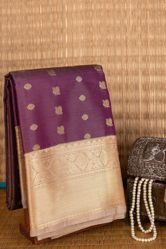 Purple thousand butta semi soft silk saree