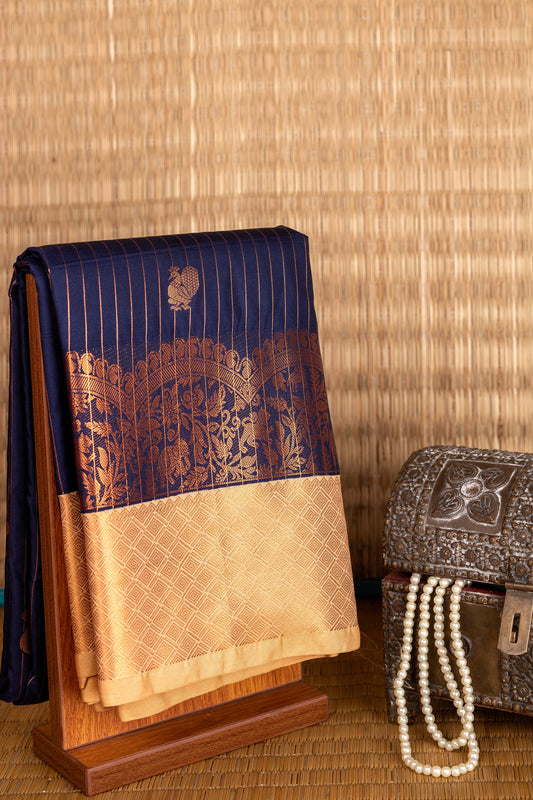 Blue designer semi soft silk saree