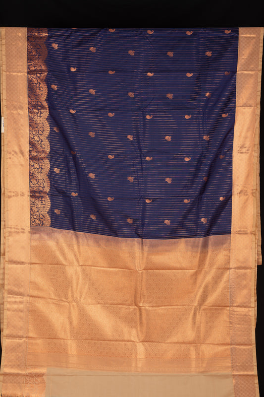 Blue designer semi soft silk saree