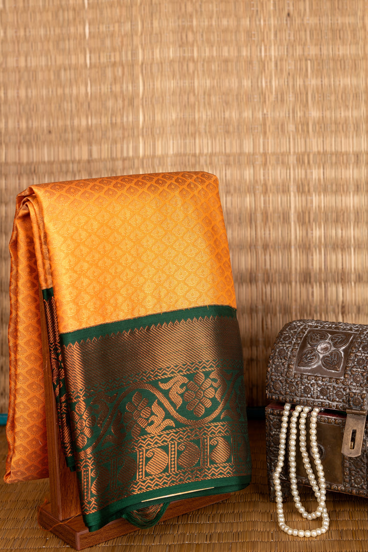 Dual Tone Orange Korvai Semi Silk Saree