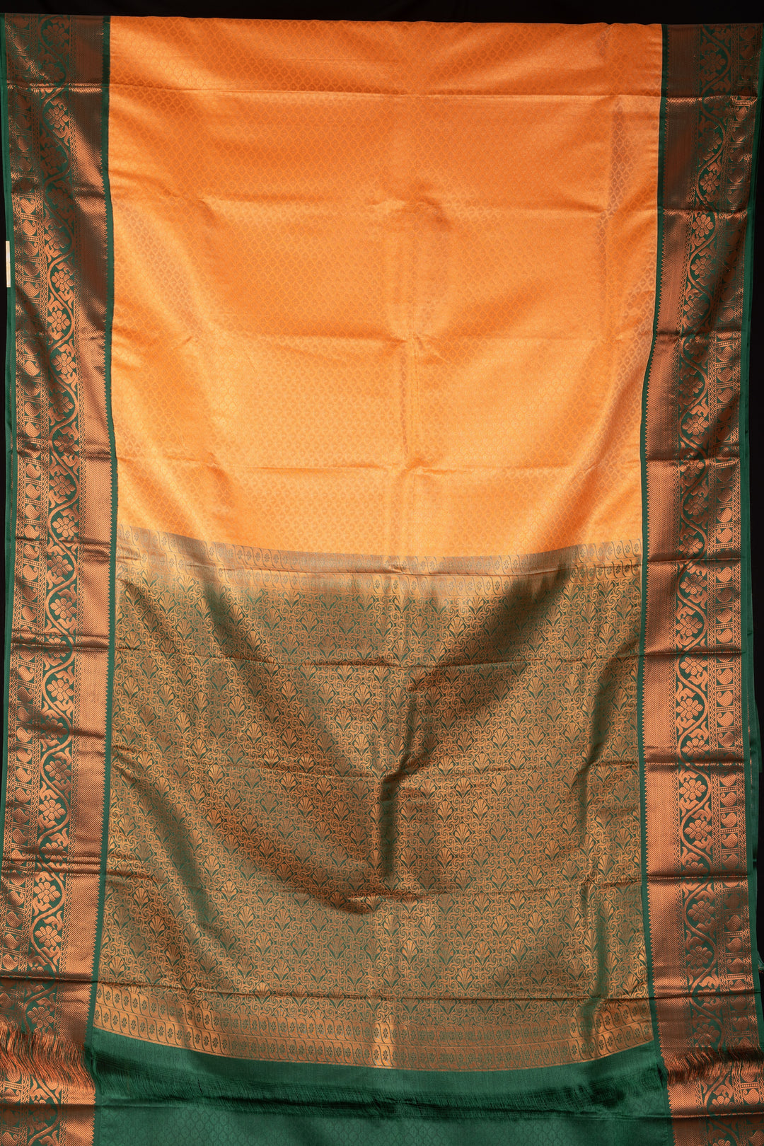 Dual Tone Orange Korvai Semi Silk Saree