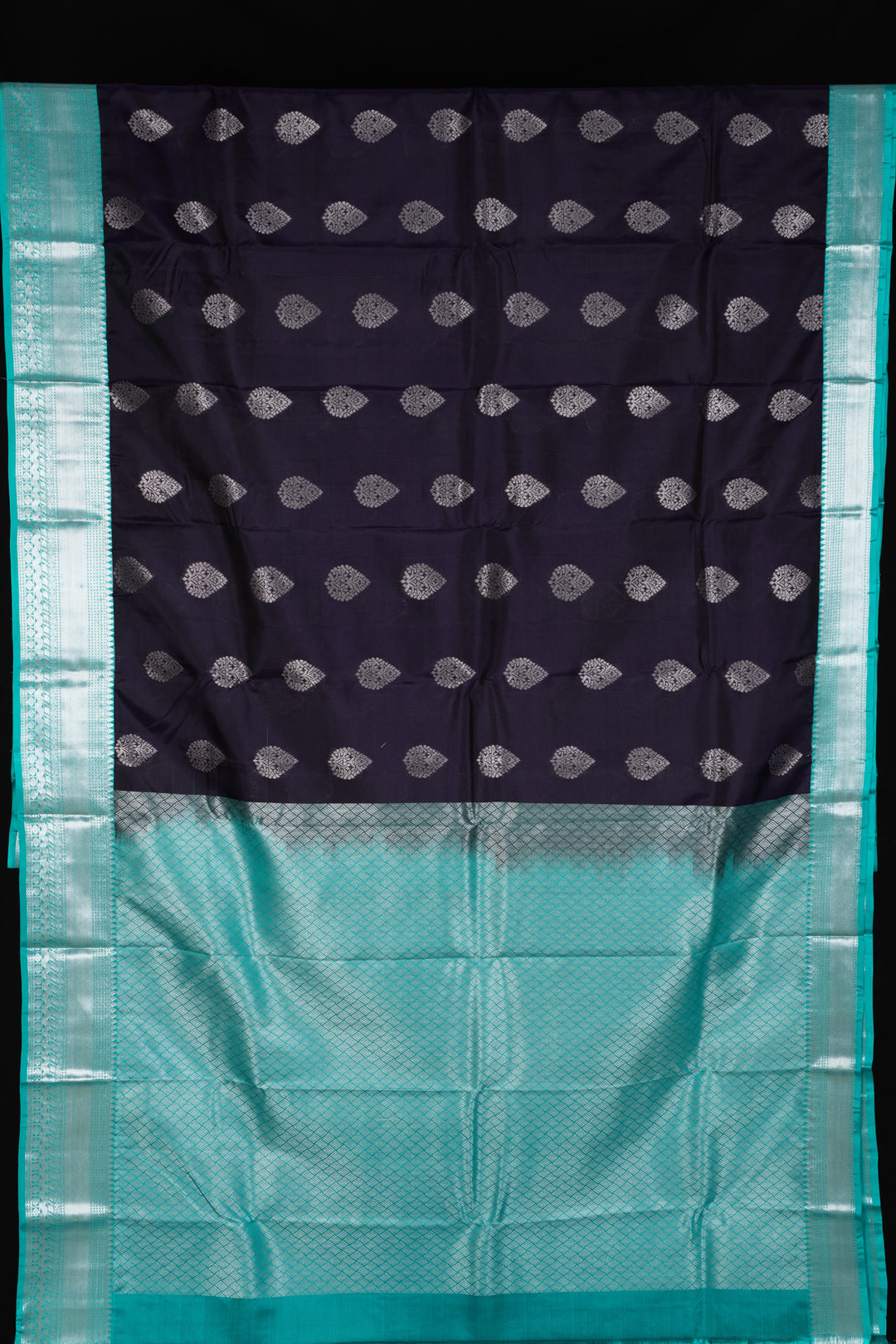 Blue and silver pure touch silk saree