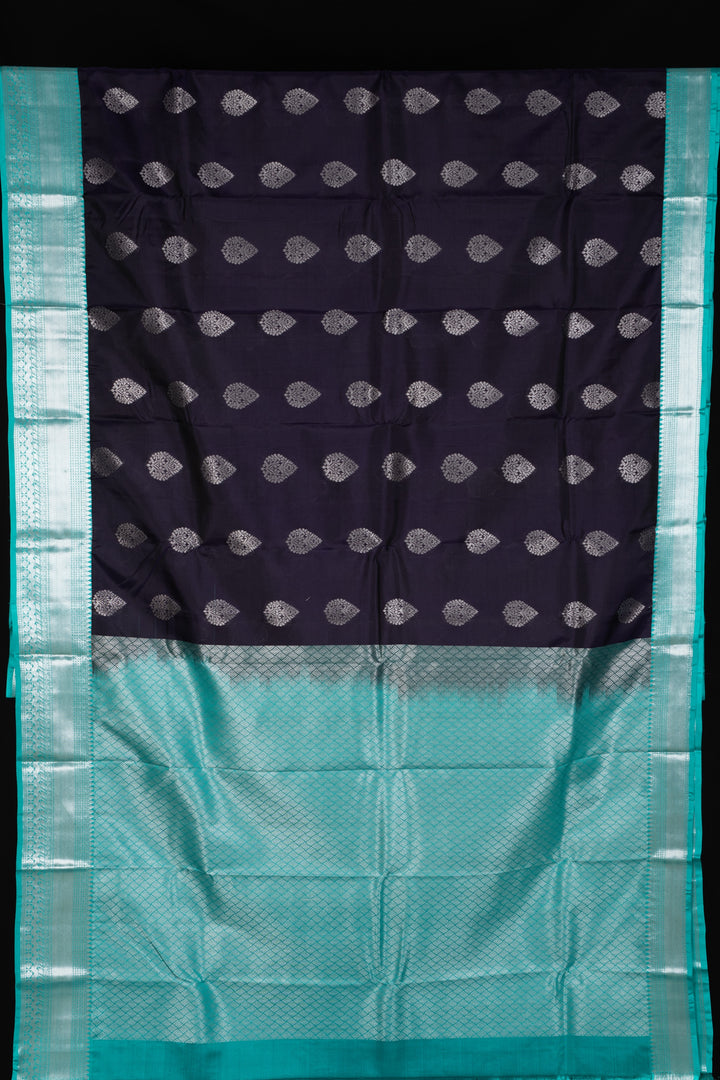 Blue and silver pure touch silk saree