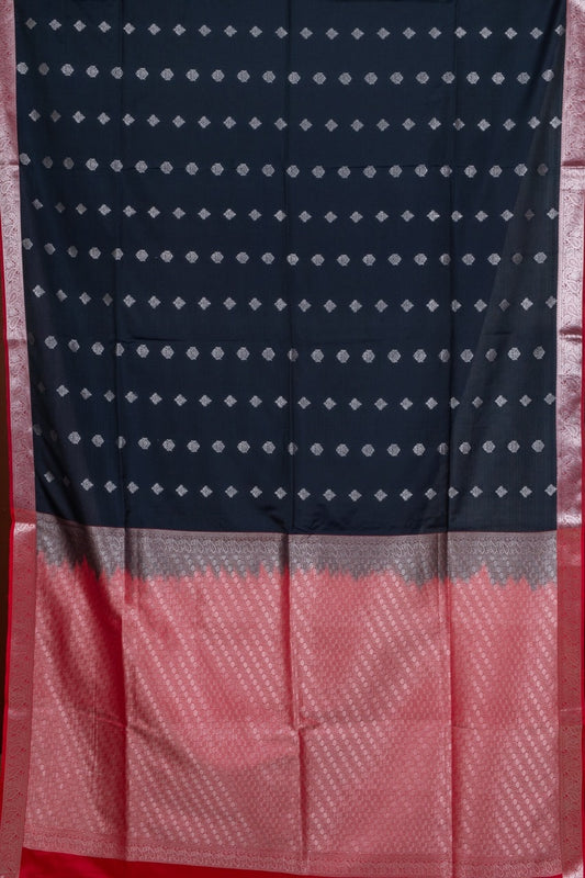 Black And Red Semi Soft Silk Saree