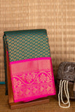 Dual tone green and pink semi silk saree