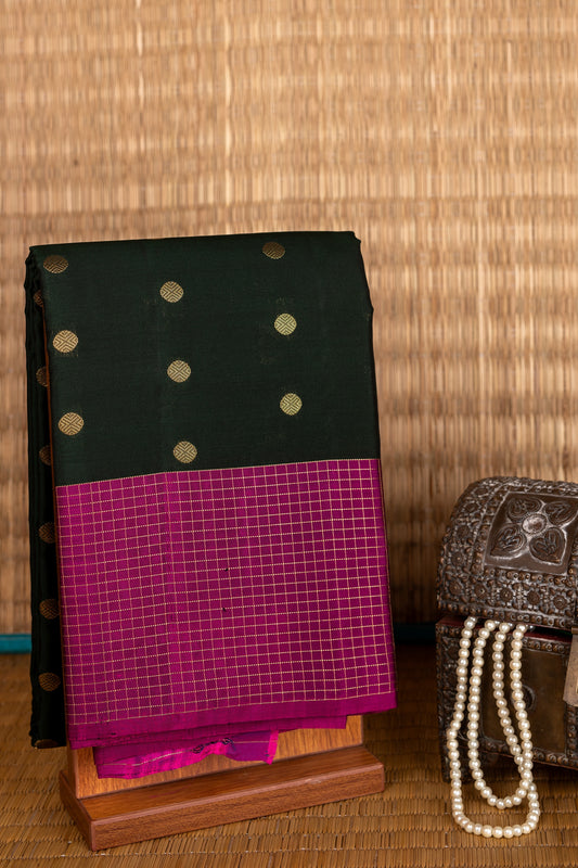 Dark green and purple pure touch silk saree