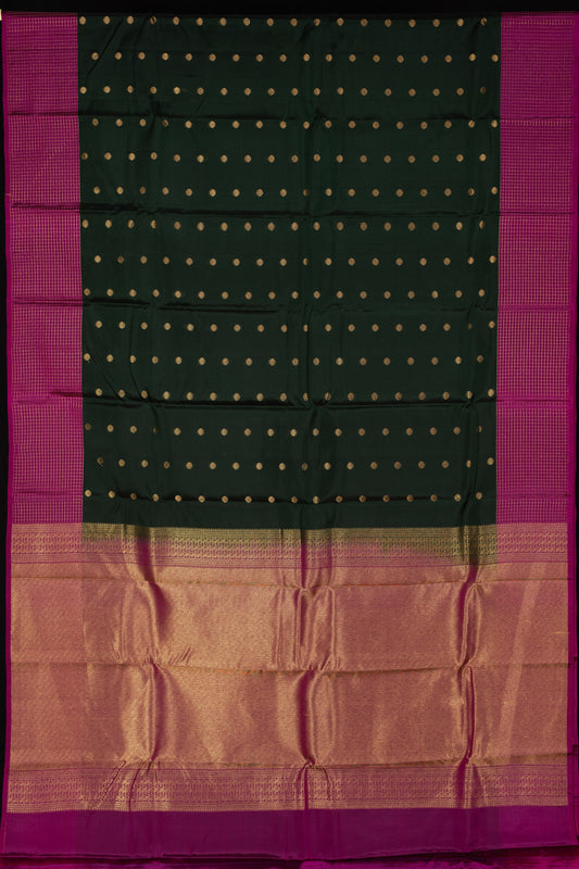 Dark green and purple pure touch silk saree