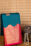 Navy Blue And Pink Traditional Semi Silk Saree