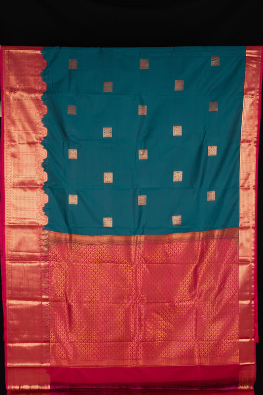 Navy Blue And Pink Traditional Semi Silk Saree