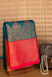 Peacock green bridal semi silk saree