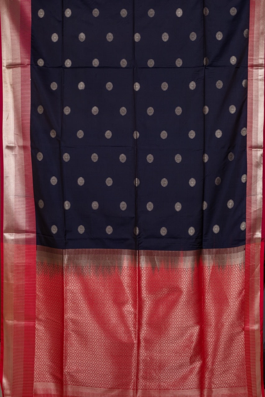 Black and Red Semi Soft Silk Saree