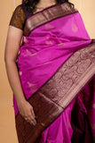 Pink and wine maroon soft silk saree