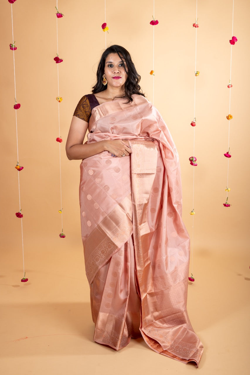 Champagne pure silk saree