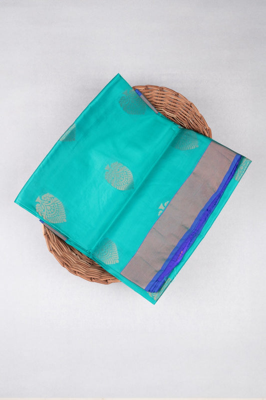 Turquoise Pure Touch Silk Saree