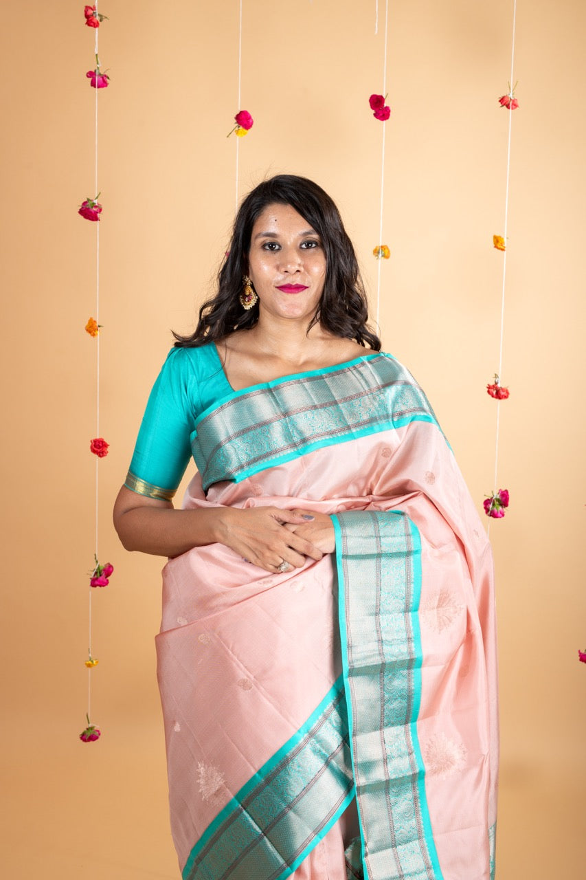 Blush  pure silk saree