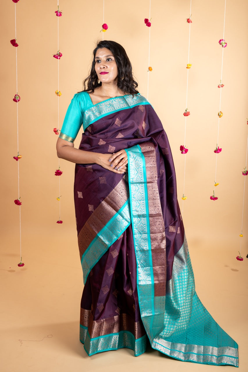 Coffe brown pure silk saree