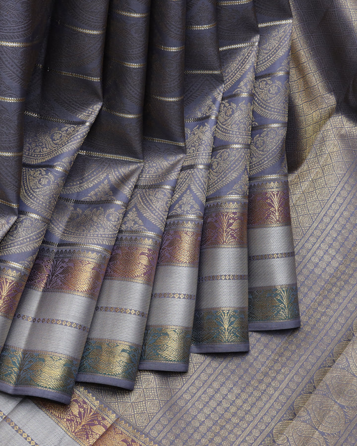 Grey pure Kanchipuram silk saree