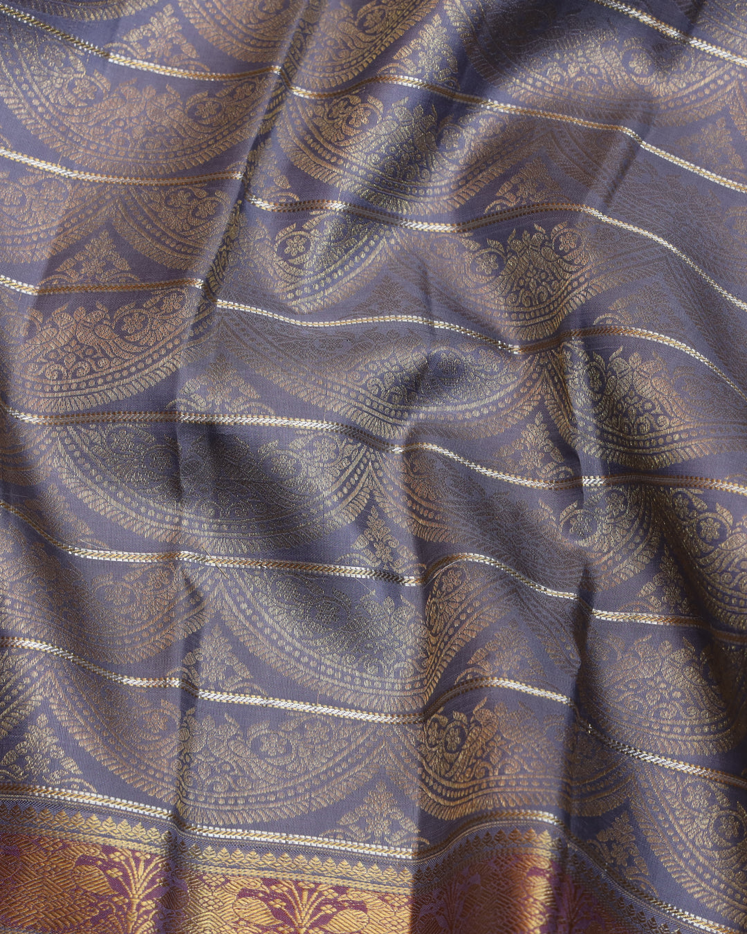Grey pure Kanchipuram silk saree