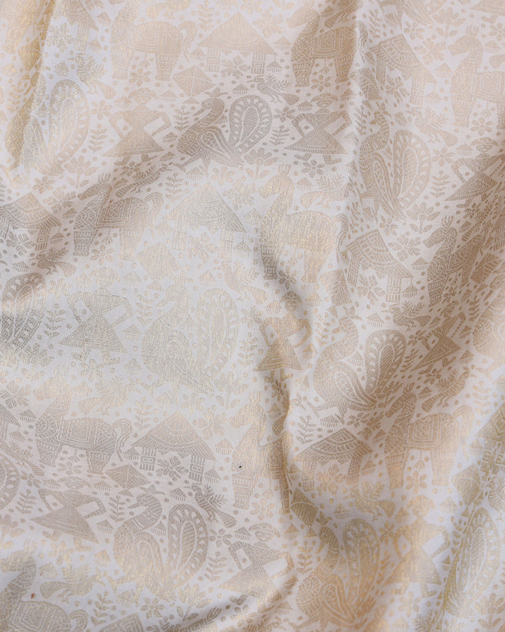 Off white and Grey pure zari kanjivaram silk saree