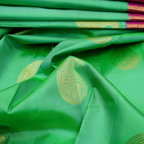 Light Green Silk Saree with Pink Border
