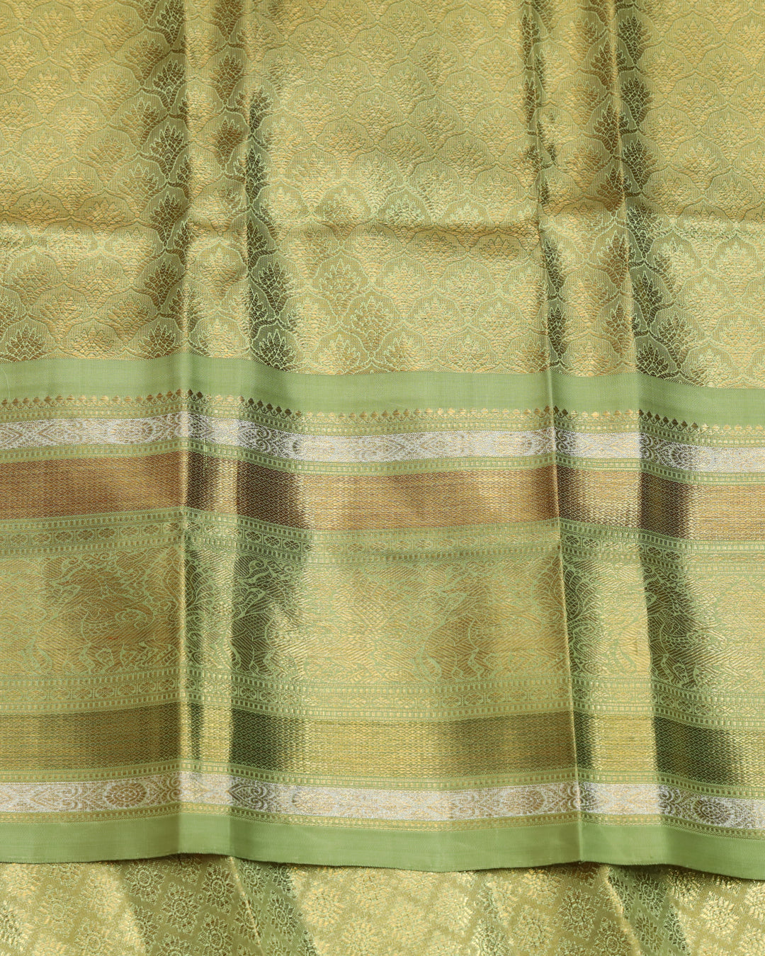 Pear green tissue Pure zari kanjivaram silk saree