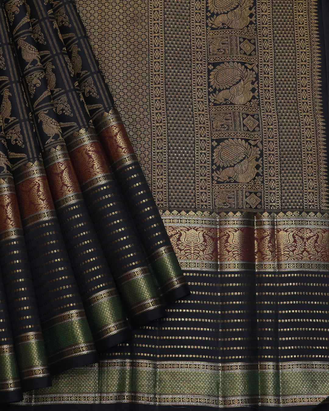 Black pure zari silk saree