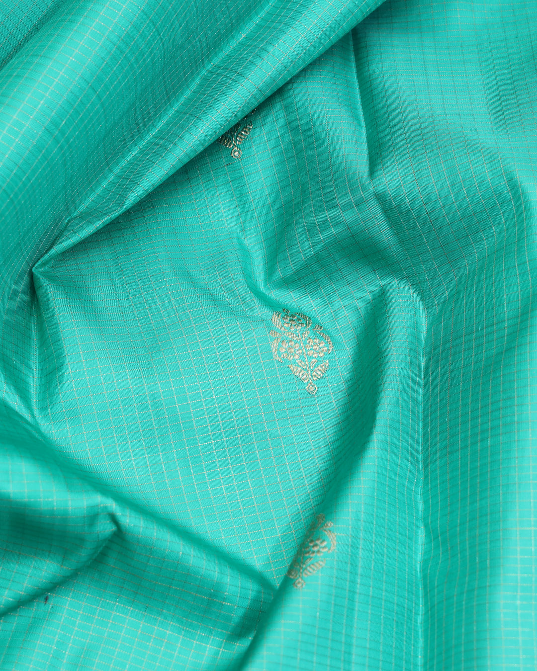 Aqua green pure zari kanchipuram silk saree