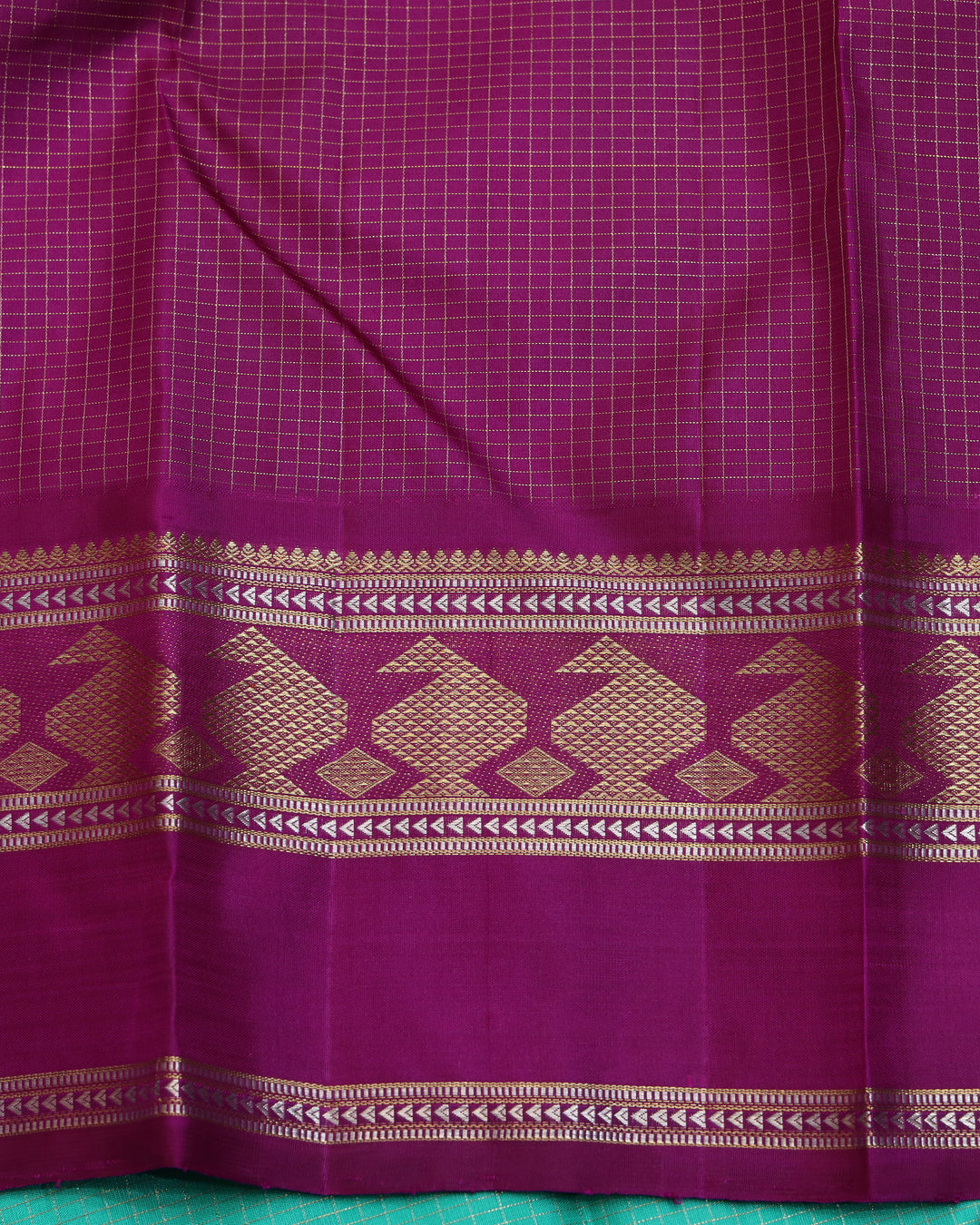 Aqua green pure zari kanchipuram silk saree