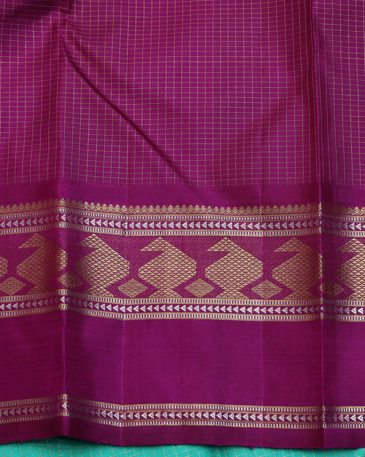 Aqua green pure zari kanchipuram silk saree