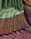 Celadon green pure silk saree