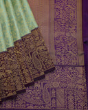 Celadon green pure silk saree