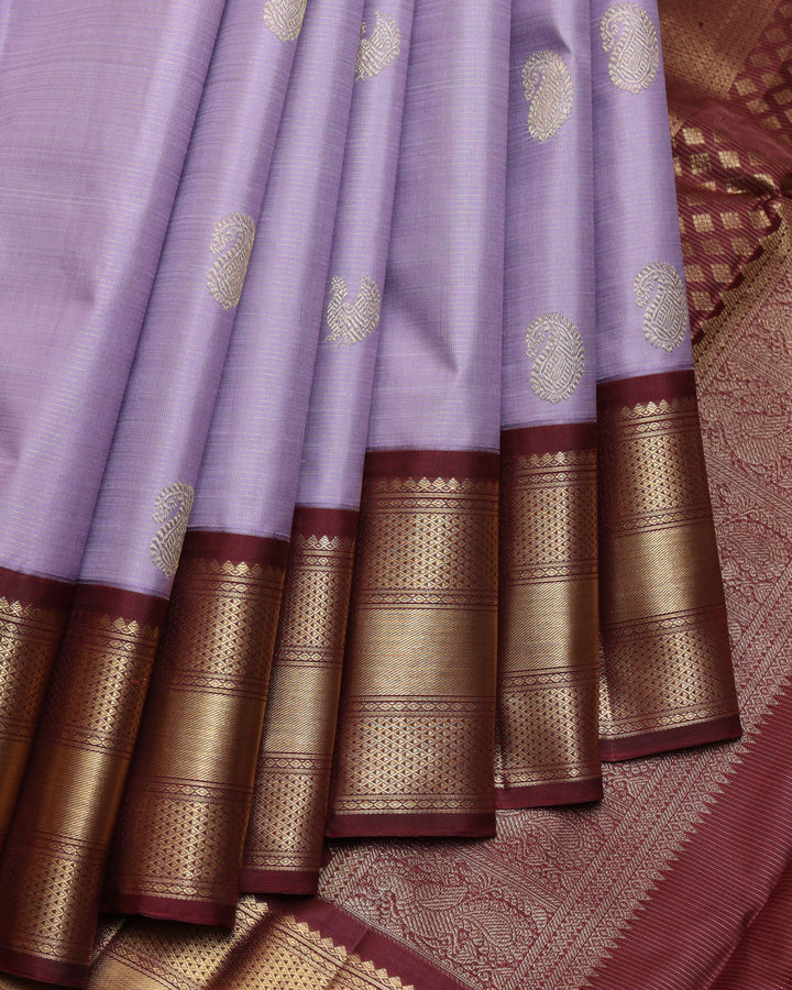 Lavender and Maroon vairaoosi pure zari silk saree
