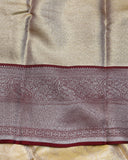 Golden and Maroon tissue silk saree