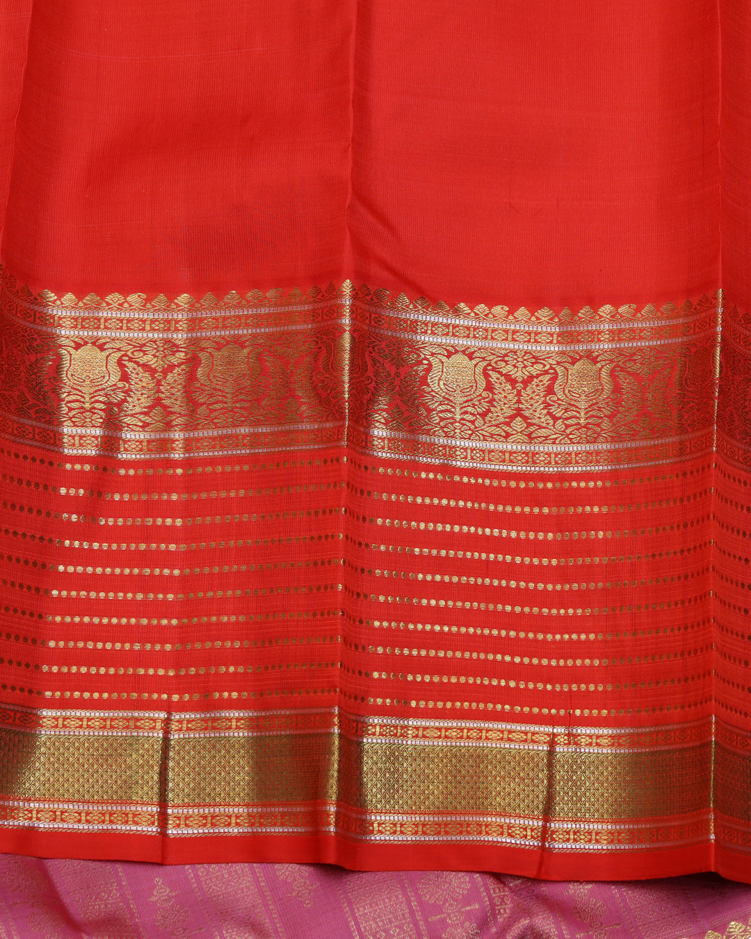 Pink and Red pure zari silk saree