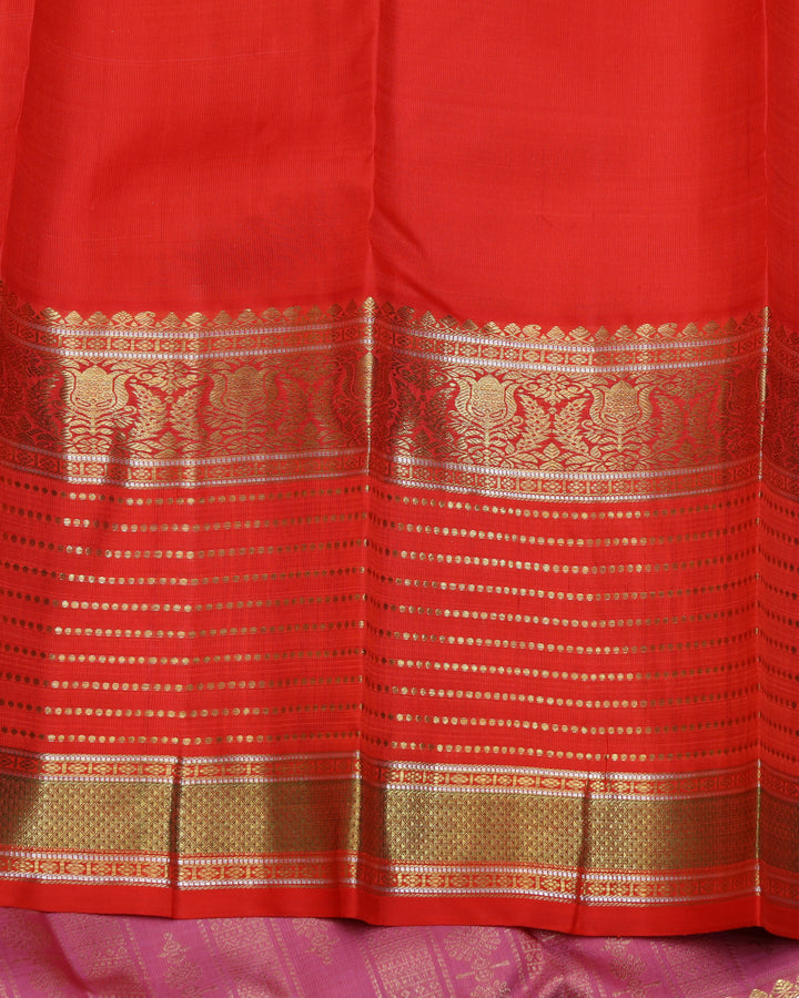 Pink and Red pure zari silk saree