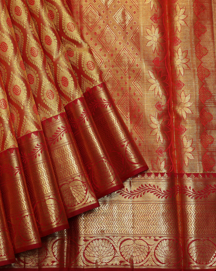 Gold pure silk saree