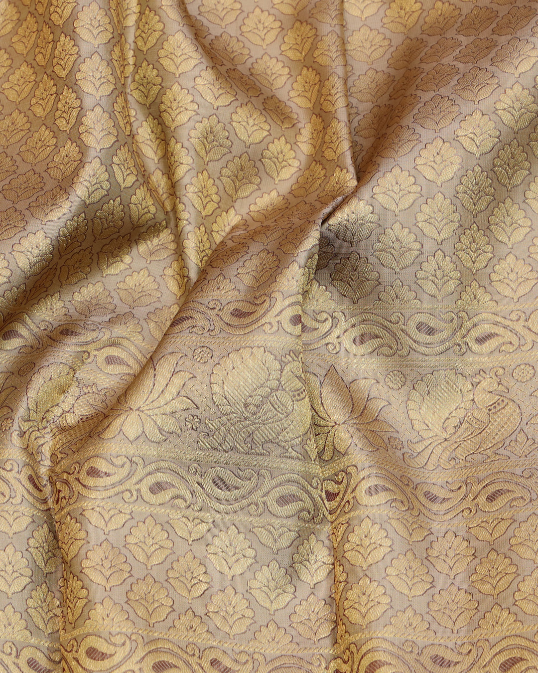 Beige brocade silk saree