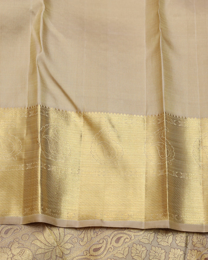 Beige brocade silk saree