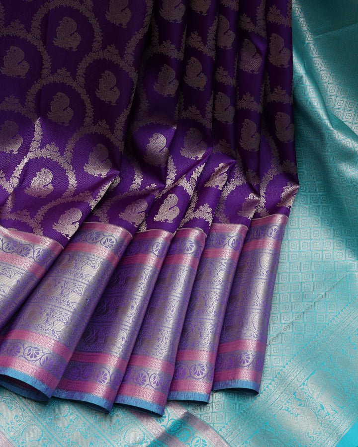 Purple turning silk saree