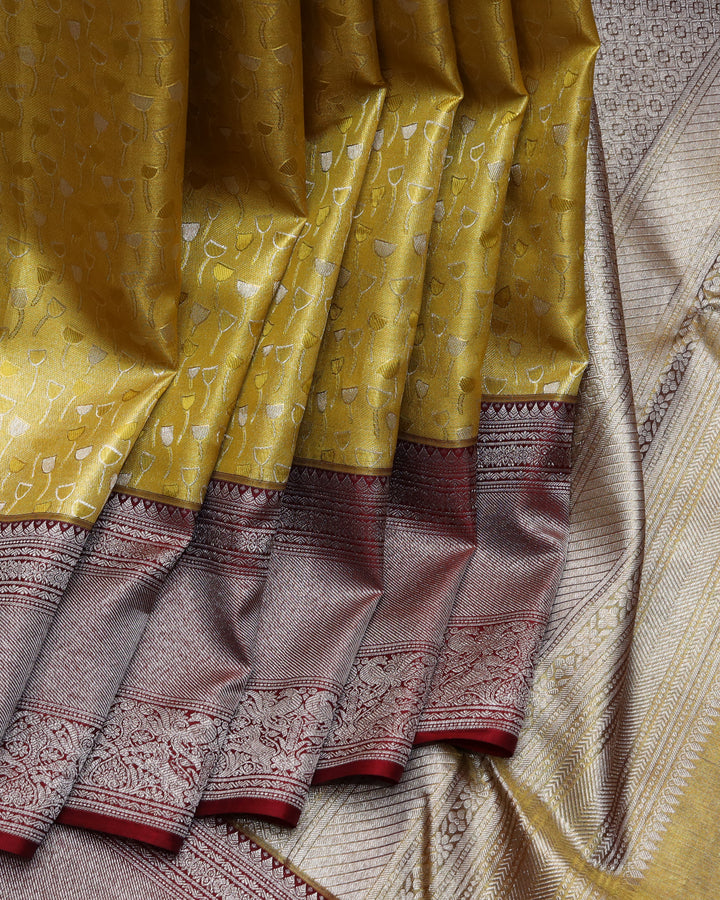 Golden tissue party wear silk saree
