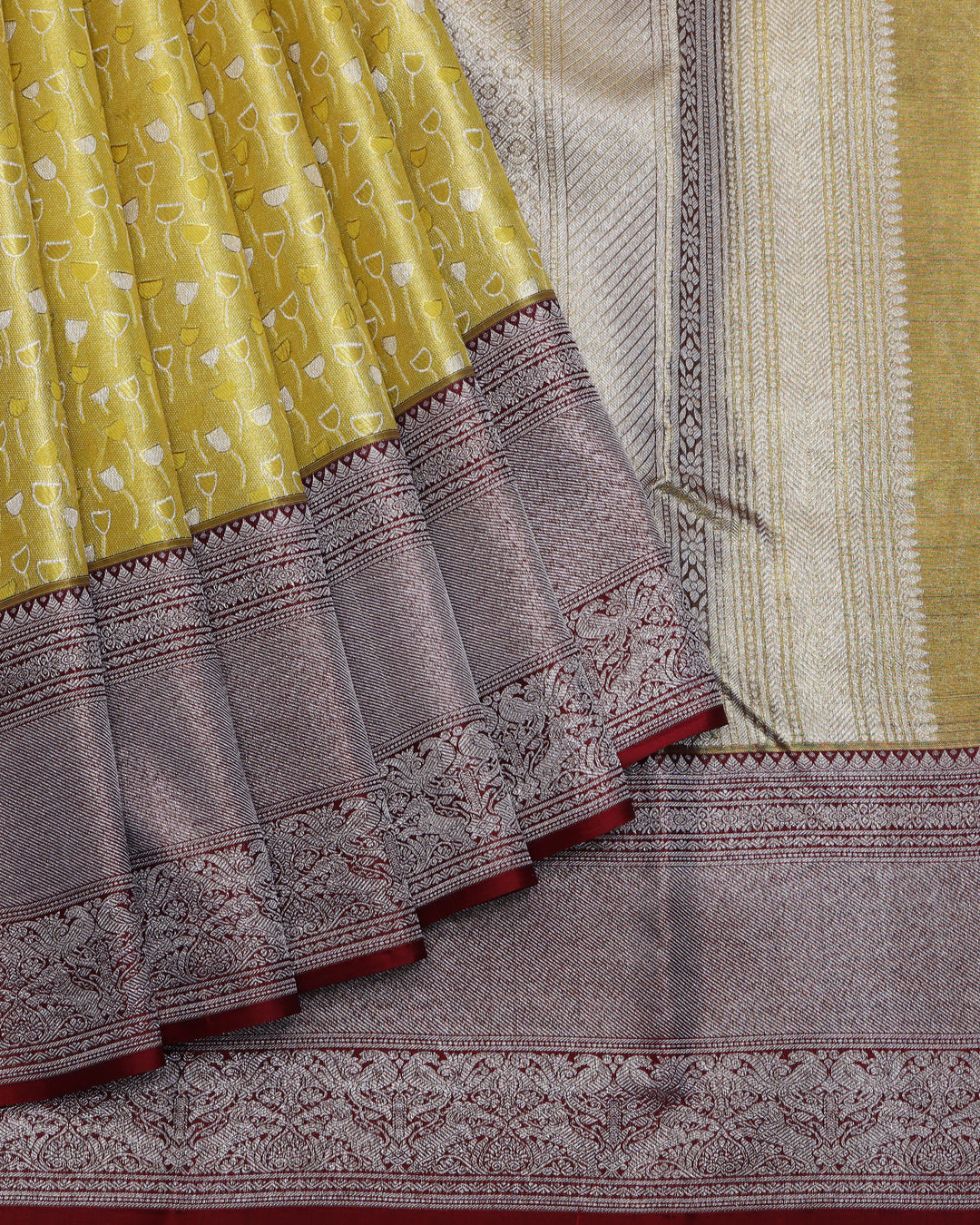 Golden tissue party wear silk saree