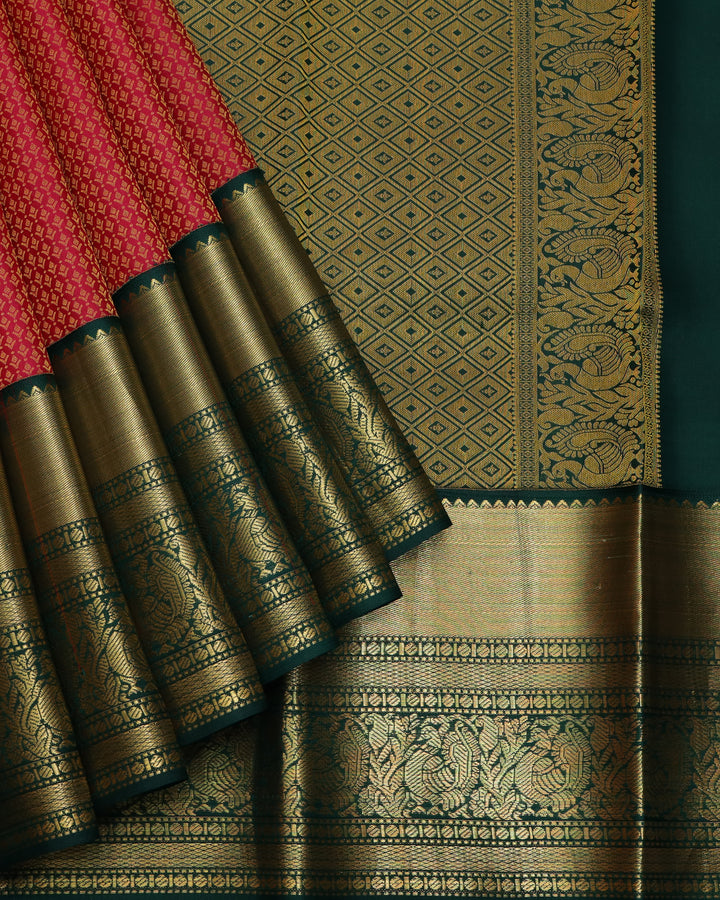 Pink and Green bridal silk saree