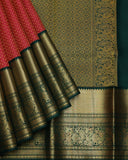 Red and Green bridal silk saree